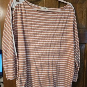Umgee boutique coral/terracotta and white striped top with button detail